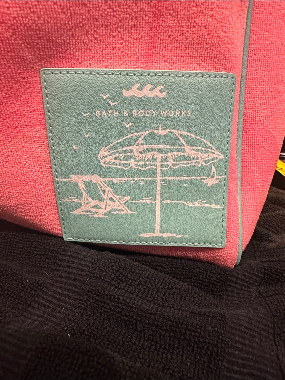 Bath & Body Works Coral Pink Tote with Teal Beach Patch